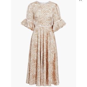 Mikael Aghal Grosgrain-trimmed ruffled floral print dress